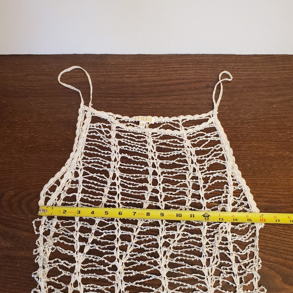Crochet Cover Up Dress Beach Tunic‎ Swimsuit White Sleeveless Resort Wear - Picture 6 of 16
